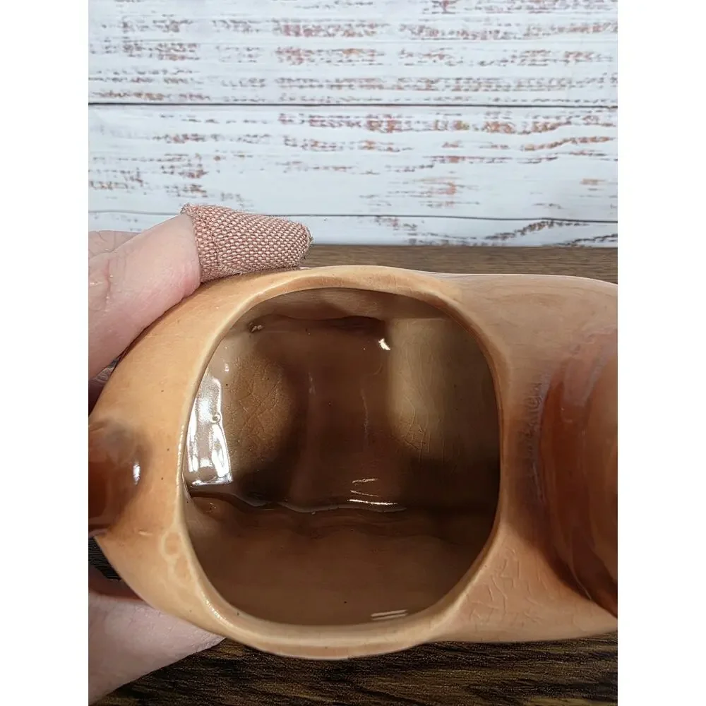 VTG Ceramic Horse Planter Woodland Animal Brown Glazed